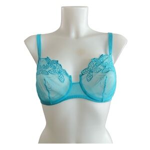 LA PERLA  Malizia Women’s Blue Lace Bra Size 36C Balconette Underwired Italy